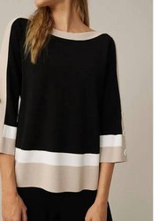 Color Block Pull-On Sweater - Black Vanilla & Moonstone