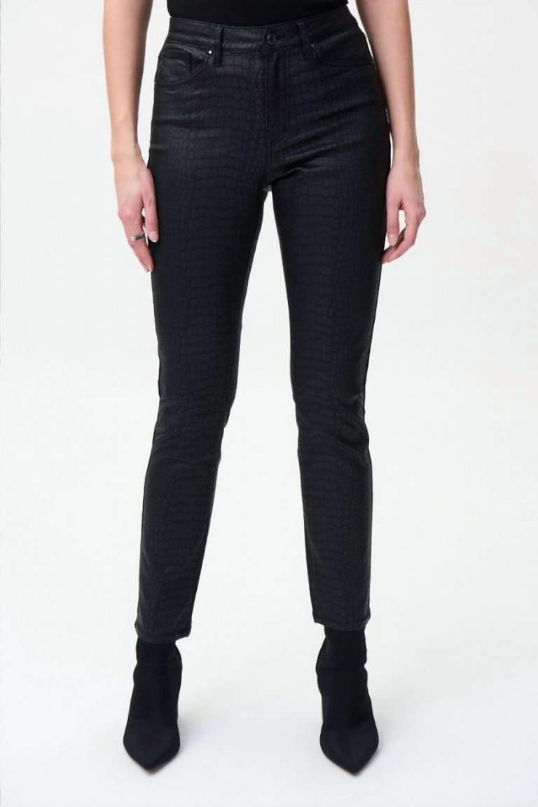 Croc Print Pants In Black - Black