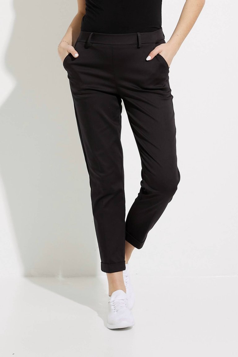 Cuffed Ankle Pants In Black - Black