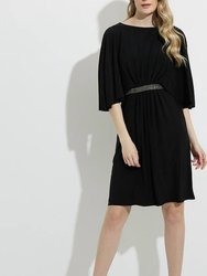 Flutter Sleeve Dress - Black