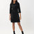 Leatherette Trim Dress - Black