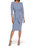 Metallic Scuba Crepe Belted Dress In Serenity Blue/Silver