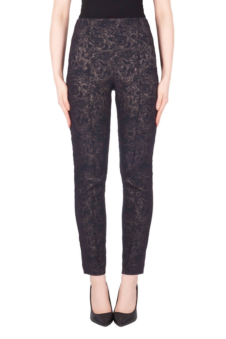 Pull On Metallic Pant In Black - Black