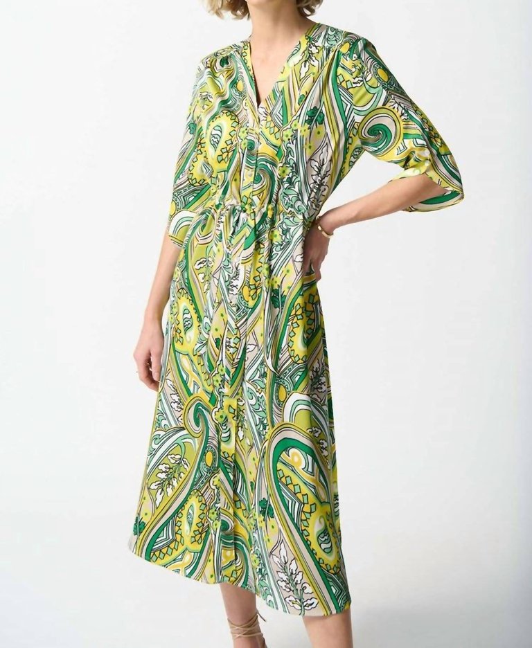 Satin Paisley Print Shirt Dress In Vanilla/Multi - Vanilla/Multi