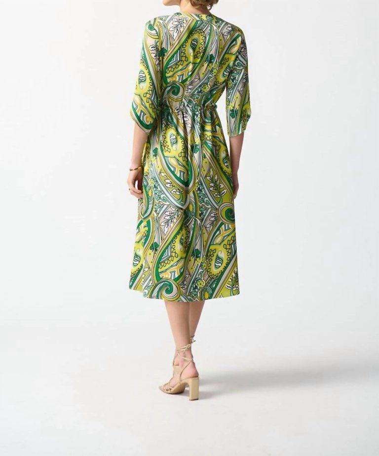 Satin Paisley Print Shirt Dress In Vanilla/Multi