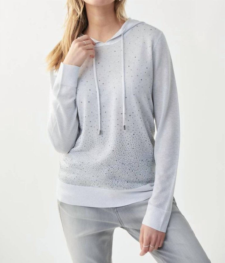 Scattered Rhinestone Lurex Hoodie - Silver