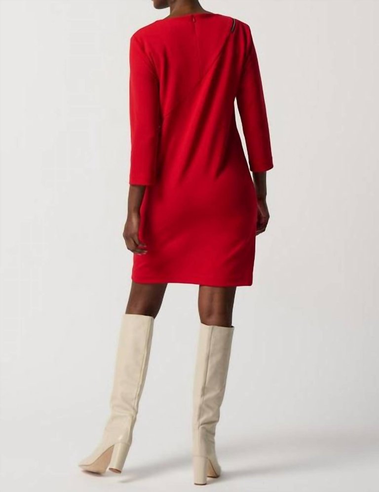 Scuba Crepe Zipper Dress In Lipstick Red