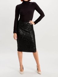 Sequin Pencil Skirt - Black
