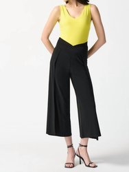 Silky Knit Pull-On Culotte Pants - Black