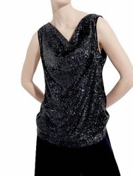 Sleeveless Sequin Top - Black