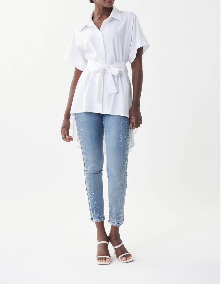 Spring In Your Step Tunic Blouse - Optic White