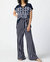 Striped Silky Knit Wide-Leg Pants In Midnight Blue/Vanilla - Midnight Blue/Vanilla