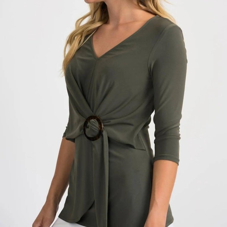 Tie Front Tunic In Olive