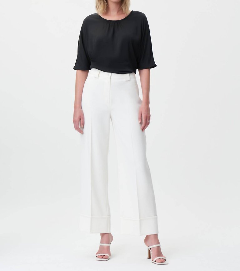 Twill Wide Leg Pants In Ivory - Ivory