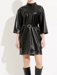 Vegan Leather Dress - Black