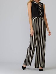 Wide Leg Pant In Black/White/Gold