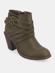 Journee Collection Women's Wide Width Strap Bootie - Olive