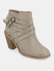 Journee Collection Women's Wide Width Strap Bootie - Stone