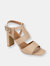 Journee Signature Women's Genuine Leather Beckie Pump - Beige