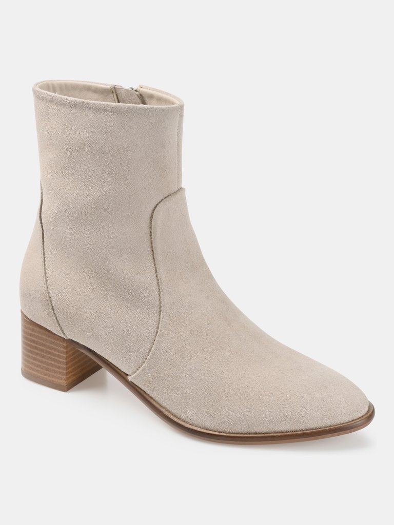 Journee Signature Women's Genuine Leather Tru Comfort Foam Airly Bootie - Sand