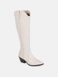 Journee Signature Women's Genuine Leather Tru Comfort Foam Extra Wide Calf Pryse Boot - Bone