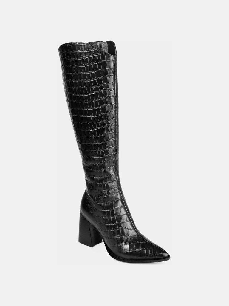 Journee Signature Women's Genuine Leather Tru Comfort Foam Laila Boot - Croco