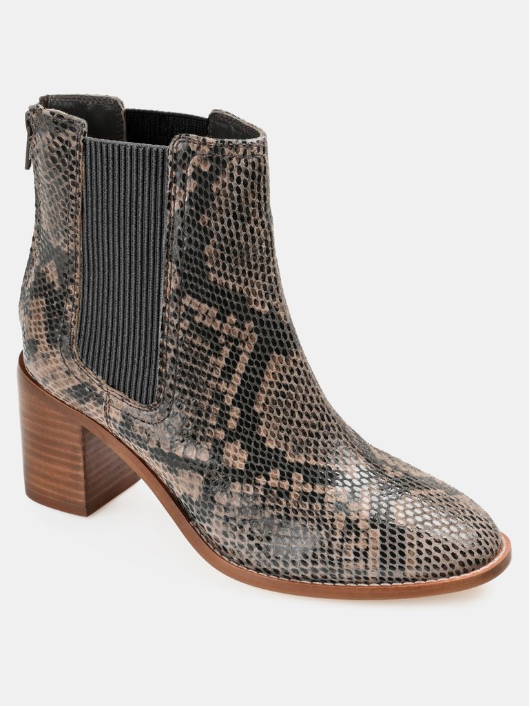 Journee Signature Women's Genuine Leather Tru Comfort Foam Tazlyn Bootie - Snake