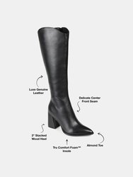 Journee Signature Women's Genuine Leather Tru Comfort Foam Wide Calf Laila Boot