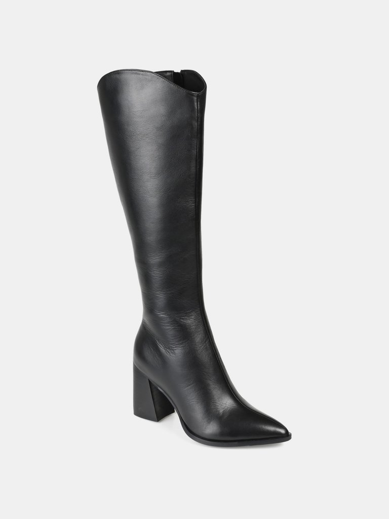 Journee Signature Women's Genuine Leather Tru Comfort Foam Wide Calf Laila Boot - Black