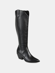 Journee Signature Women's Genuine Leather Tru Comfort Foam Wide Calf Pryse Boot - Black