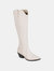 Journee Signature Women's Genuine Leather Tru Comfort Foam Wide Calf Pryse Boot - Bone