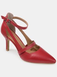 Journee Signature Women's Genuine Leather Vallerie Pump - Red