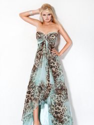 Strapless Evening Gown - Blue/Turquoise/Brown/Tan