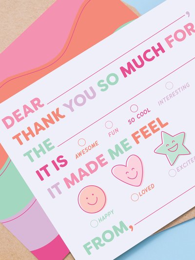 Joy Creative Shop Kids Emotions Fill In Thank You Notes - Pinks product