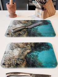 Cutting Board Set - Iguana Island Coast IV - Emerald Green