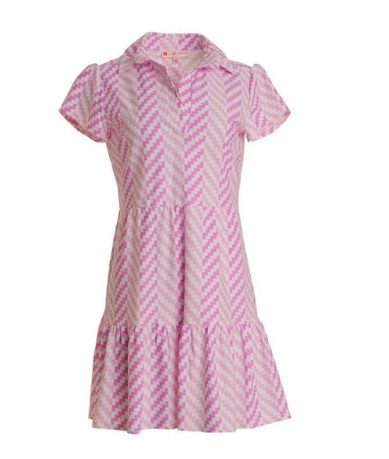 Giselle Dress In Blocks Begonia Pink - Blocks Begonia Pink