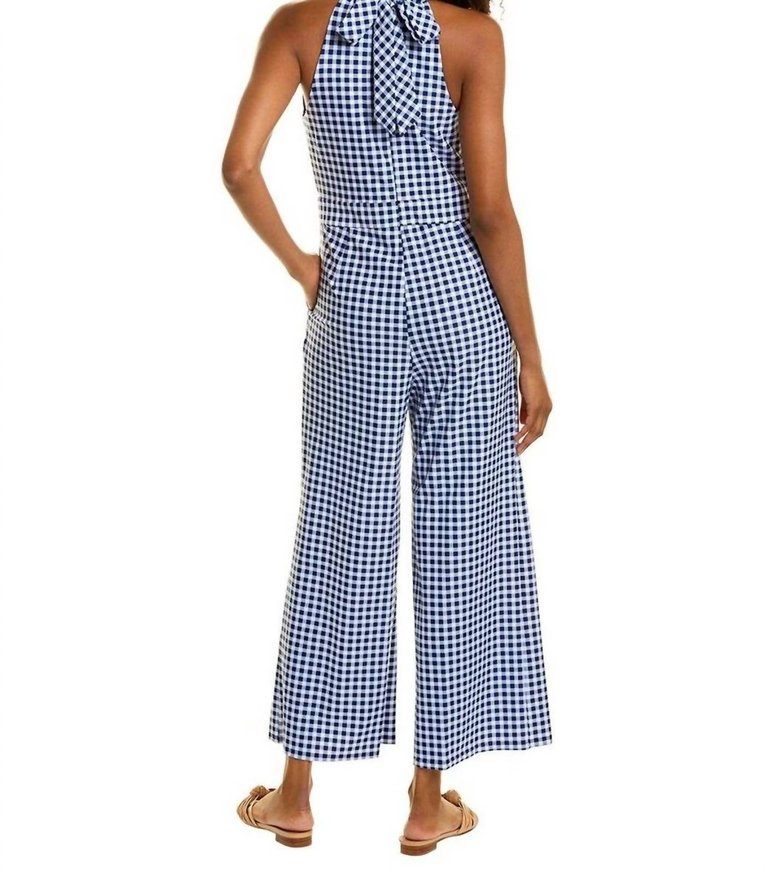 Isabelle Gingham Jumpsuit In Navy