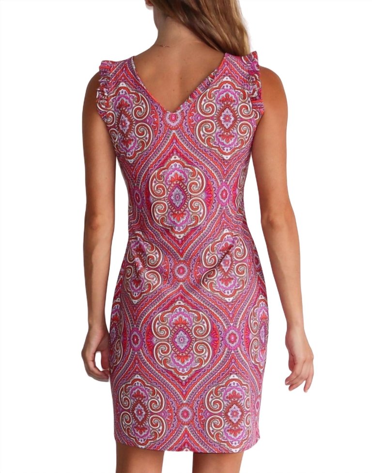 Lulu Dress In Paisley Medallion Hot Pink