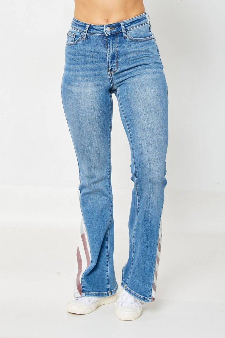 Americana Flag Flare Jeans In Medium Wash - Medium Wash