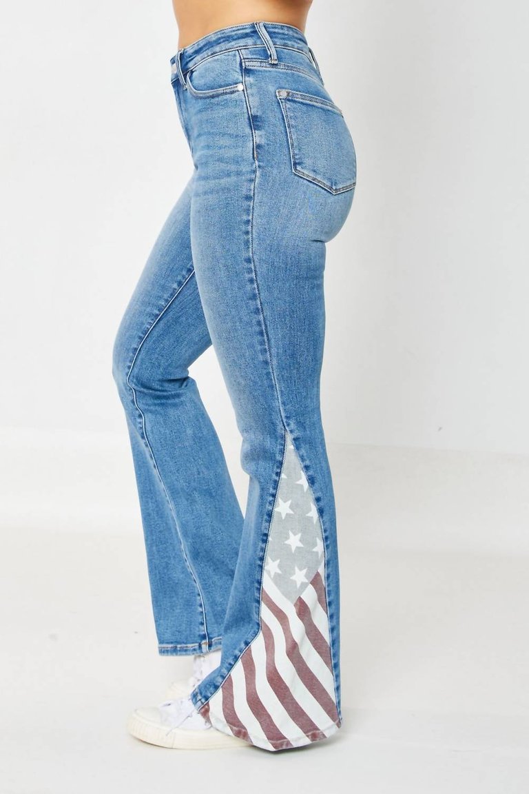 Americana Flag Flare Jeans In Medium Wash