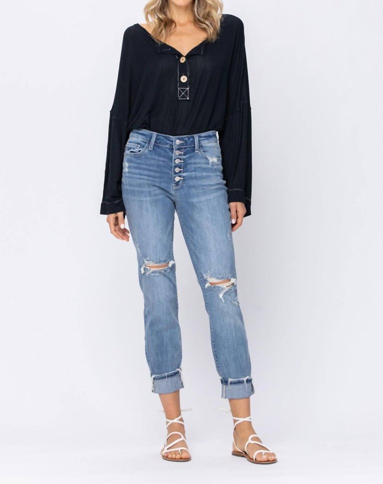 Boyfriend Jeans In Blue - Blue