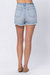 Braided Waistband Shorts In Light Wash