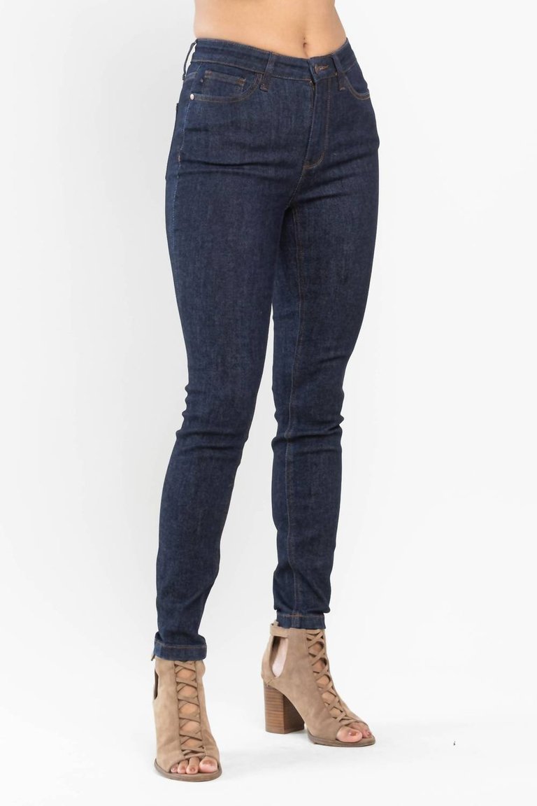 Classic Back Pocket Embroidery Skinny Jeans In Blue - Blue