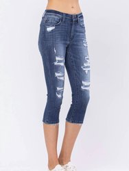 Contrast Patch Mid-Rise Skinny Capri