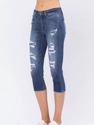 Contrast Patch Mid-Rise Skinny Capri