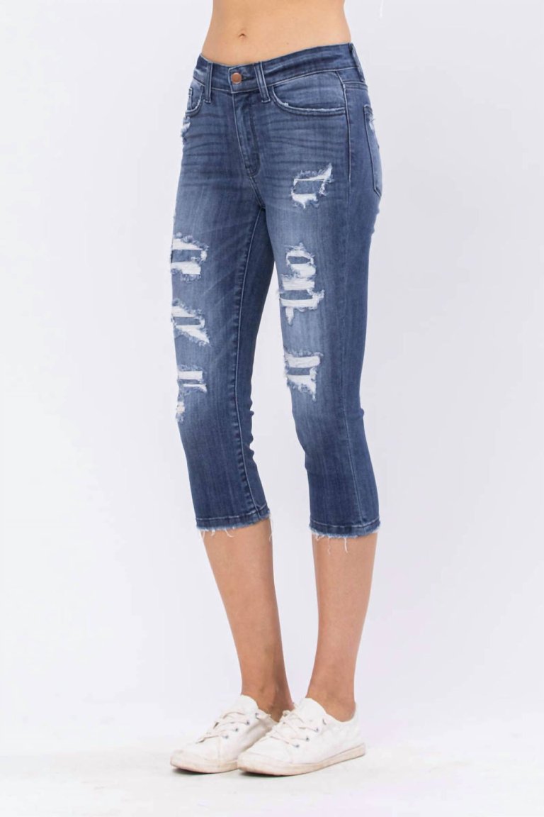 Contrast Patch Mid-Rise Skinny Capri