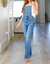 Control Top Retro Flare Overalls In Medium Wash