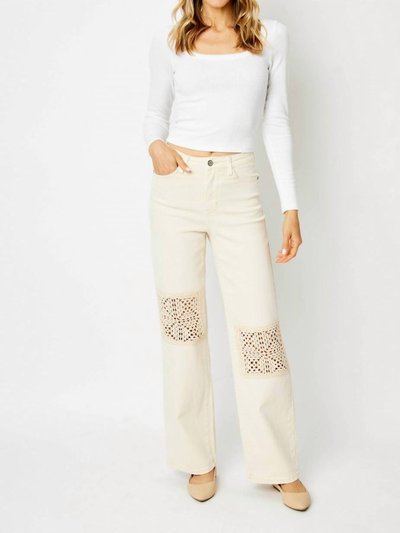 Judy Blue Crochet Patch High Rise Wide Leg Jeans In Natural product
