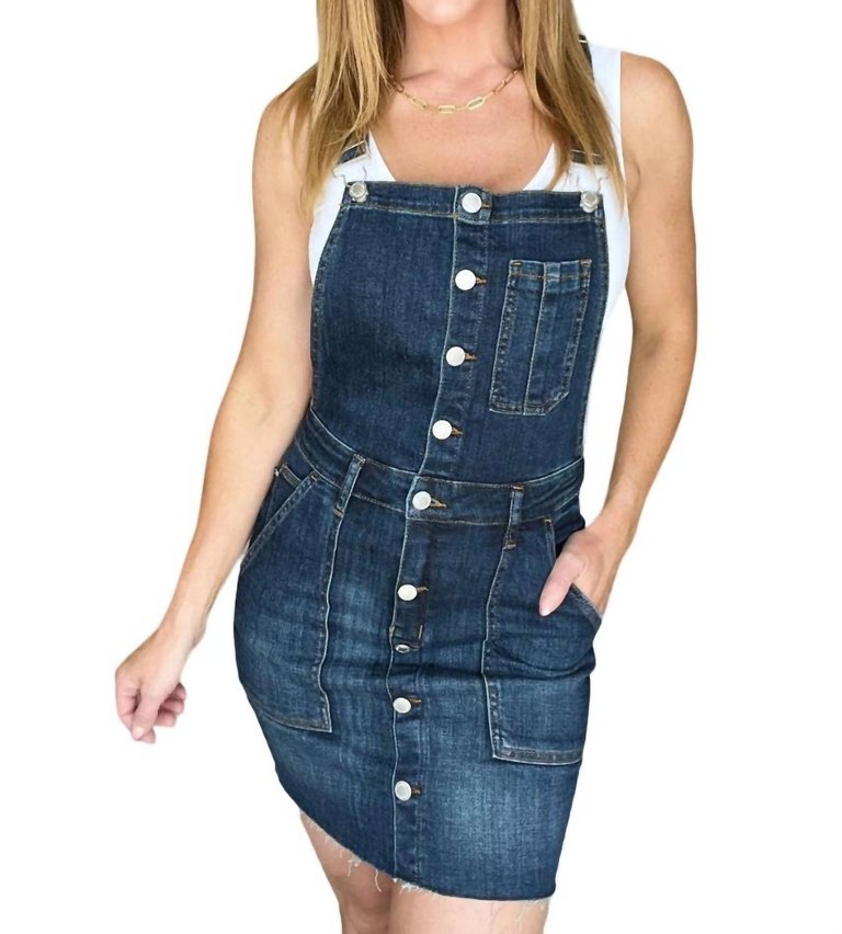 Denim Overall Dress In Dark Wash - Dark Wash