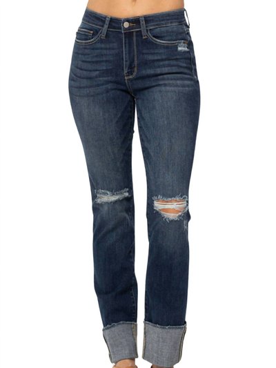 Judy Blue Destroyed Cuffed Straight Leg Jeans product